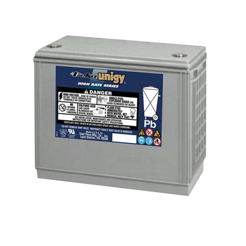 A picture of the front of an emergency battery.