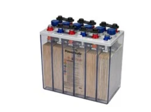 A group of batteries with blue and red caps.