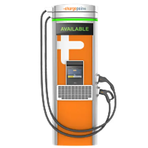 A orange and white electric car charger.