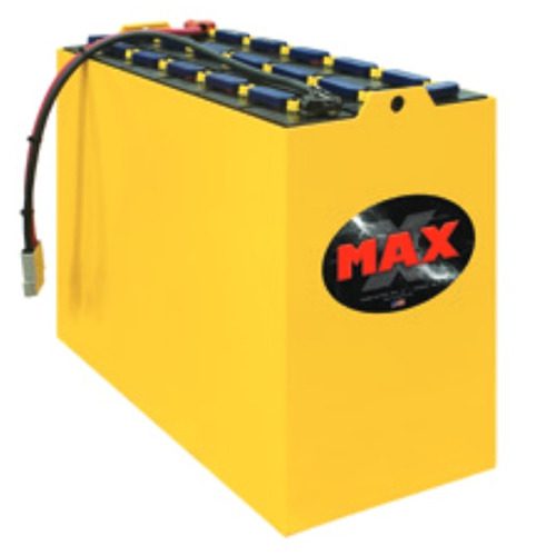 A yellow battery with the name " max ".
