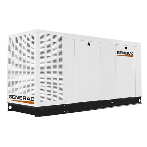 A white generator sitting on top of a road.