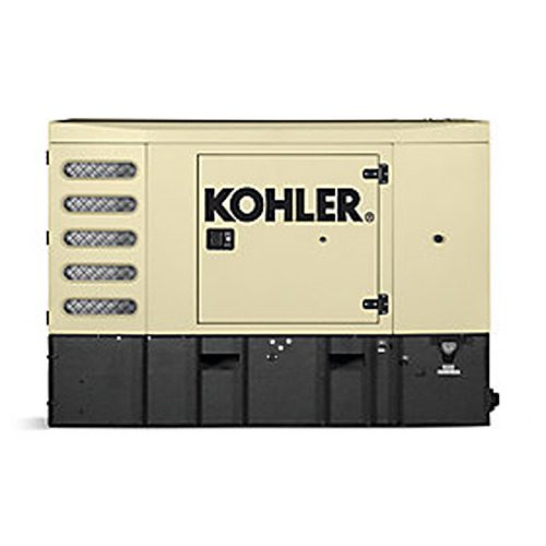 A kohler generator is shown with the door open.