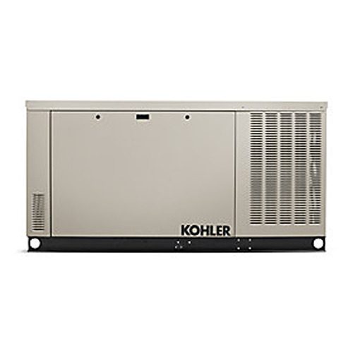 A kohler generator is shown with the cover open.