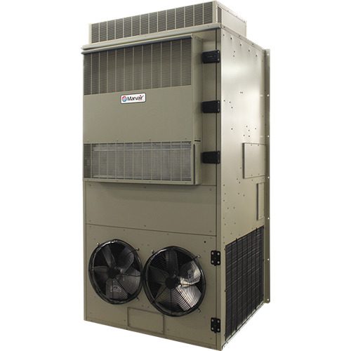 A large air conditioner unit with two fans.