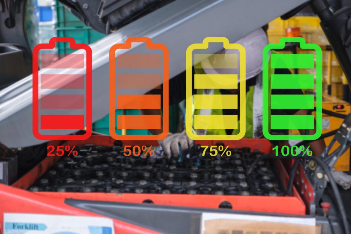 Forklift battery charging in a safe and ventilated area