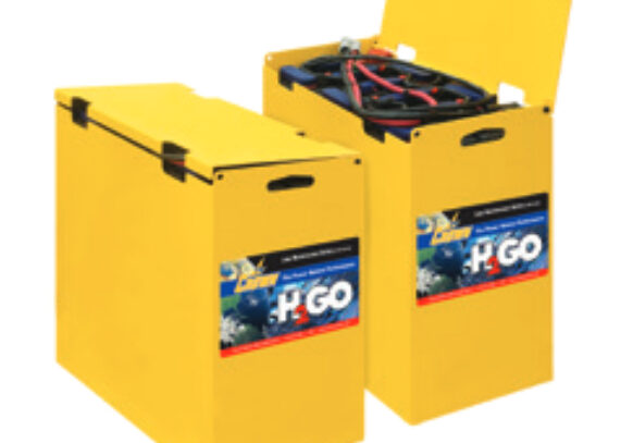 A yellow box with two different sizes of batteries.