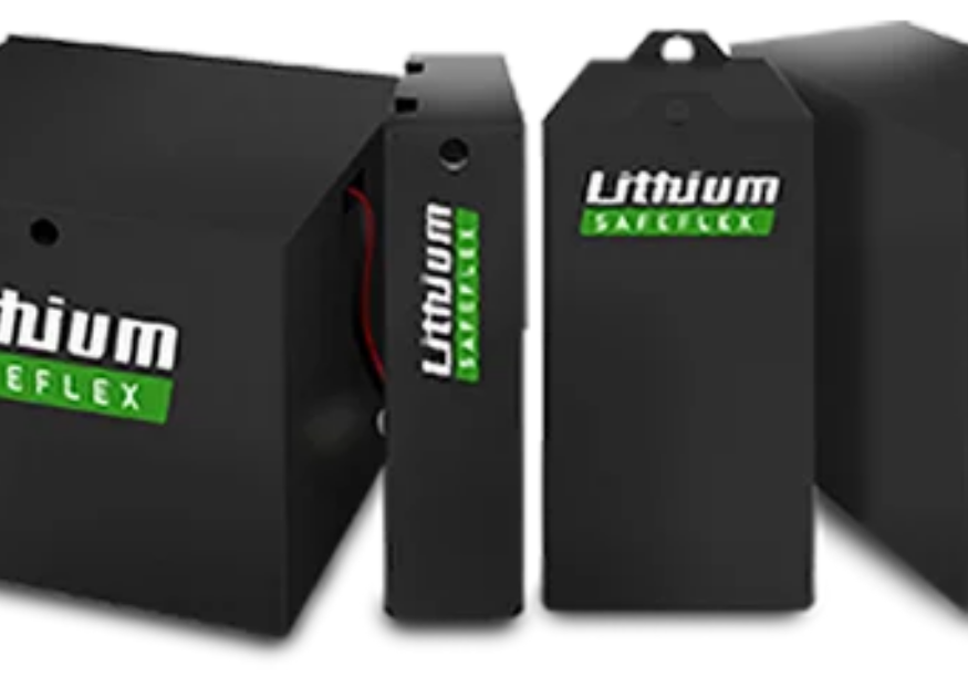 A group of lithium batteries that are all in different sizes.